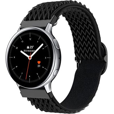 Cadorabo Bracelet en nylon avec fermeture métallique 20mm compatible avec Samsung Galaxy Watch 42mm / 3/4 / 5 en NOIR Bracelet de remplacement pour Huawei Watch 2 pour Nokia Steel uvm Cadorabo Bracelet en nylon avec fermeture métallique 20mm compatible avec Samsung Galaxy Watch 42mm / 3/4 / 5 en NOIR Bracelet de remplacement pour Huawei Watch 2 pour Nokia Steel uvm