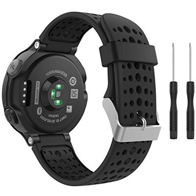 MoKo Silicone Watch Band Compatible with Garmin Forerunner 235, BLACK&BLACK MoKo Silicone Watch Band Compatible with Garmin Forerunner 235, BLACK&BLACK