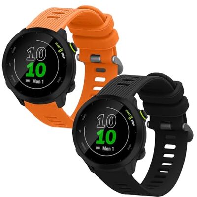 kwmobile Bracelet compatible avec Garmin Forerunner 55 / Forerunner 165/245 / 645/570 42mm bracelet 2x de rechange en silicone pour fitness tracker kwmobile Bracelet compatible avec Garmin Forerunner 55 / Forerunner 165/245 / 645/570 42mm bracelet 2x de rechange en silicone pour fitness tracker