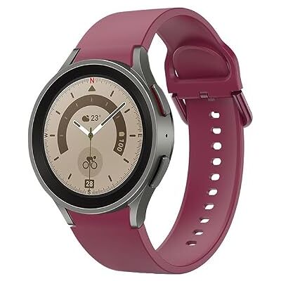 SYSTEM-S Bracelet de montre en silicone pour montre connectée Samsung Galaxy Watch 5 4 Rouge 20 mm, rouge foncé, Eine Grösse SYSTEM-S Bracelet de montre en silicone pour montre connectée Samsung Galaxy Watch 5 4 Rouge 20 mm, rouge foncé, Eine Grösse