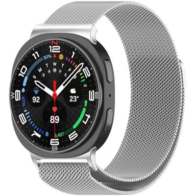 Wigento Bracelet en métal milanais pour Samsung Galaxy Watch 9/8/8 Classic Fermoir magnétique, réglable, confortable, élégant bracelet pour montre connectée Wigento Bracelet en métal milanais pour Samsung Galaxy Watch 9/8/8 Classic Fermoir magnétique, réglable, confortable, élégant bracelet pour montre connectée