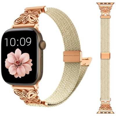 TiMOVO Braided Magnetic Band Compatible with Apple Watch Bands for Women Vintage Floral Metal Watch Band 38/40/41/42mm, Nylon Elastic Straps for iWatch Series 12 11 10 9 8 7 6 5 4 3 2 1, SE 3/2/1 TiMOVO Braided Magnetic Band Compatible with Apple Watch Bands for Women Vintage Floral Metal Watch Band 38/40/41/42mm, Nylon Elastic Straps for iWatch Series 12 11 10 9 8 7 6 5 4 3 2 1, SE 3/2/1