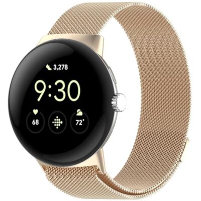 Wigento Bracelet en métal pour Google Pixel Watch 4/3/2/1 45 mm, fermeture magnétique, réglable, robuste et élégant (doré) Wigento Bracelet en métal pour Google Pixel Watch 4/3/2/1 45 mm, fermeture magnétique, réglable, robuste et élégant (doré)