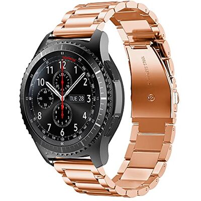 Cadorabo Bracelet en acier inoxydable 22mm compatible avec Samsung Galaxy Gear S3 / Gear 2 en OR ROSE Bracelet de remplacement pour Huawei Watch GT pour Watch 2 Pro pour Ticwatch Pro etc Cadorabo Bracelet en acier inoxydable 22mm compatible avec Samsung Galaxy Gear S3 / Gear 2 en OR ROSE Bracelet de remplacement pour Huawei Watch GT pour Watch 2 Pro pour Ticwatch Pro etc