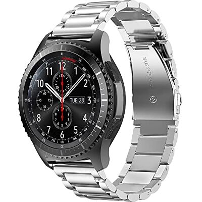 Cadorabo Bracelet en acier inoxydable 22mm compatible avec Samsung Galaxy Gear S3 / Gear 2 en ARGENT Bracelet de remplacement pour Huawei Watch GT pour Watch 2 Pro pour Ticwatch Pro etc Cadorabo Bracelet en acier inoxydable 22mm compatible avec Samsung Galaxy Gear S3 / Gear 2 en ARGENT Bracelet de remplacement pour Huawei Watch GT pour Watch 2 Pro pour Ticwatch Pro etc