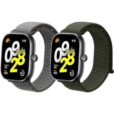 kwmobile Bracelet compatible avec Xiaomi Redmi Watch 4 / Band 8 Pro bracelet 2x de rechange en nylon pour fitness tracker vert foncé-gris foncé kwmobile Bracelet compatible avec Xiaomi Redmi Watch 4 / Band 8 Pro bracelet 2x de rechange en nylon pour fitness tracker vert foncé-gris foncé