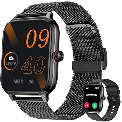 LODIMEKE Montre Connectée Hommes/Femmes : Appel, Tension, Fréquence cardiaque, Sommeil, 1,96'' AI Sport 100+ modes, Calculatrice, Météo, Compatible iOS/Android LODIMEKE Montre Connectée Hommes/Femmes : Appel, Tension, Fréquence cardiaque, Sommeil, 1,96'' AI Sport 100+ modes, Calculatrice, Météo, Compatible iOS/Android