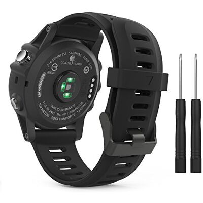 MoKo Watch Band Compatible with Garmin Fenix 3, Sport Soft Silicone Replacement Watch Strap fit Fenix 3 HR/Fenix 5X/5X Plus/D2 Delta PX/D2 Charlie/Tactix Charlie/Descent Mk1/Quatix 3 BLACK MoKo Watch Band Compatible with Garmin Fenix 3, Sport Soft Silicone Replacement Watch Strap fit Fenix 3 HR/Fenix 5X/5X Plus/D2 Delta PX/D2 Charlie/Tactix Charlie/Descent Mk1/Quatix 3 BLACK