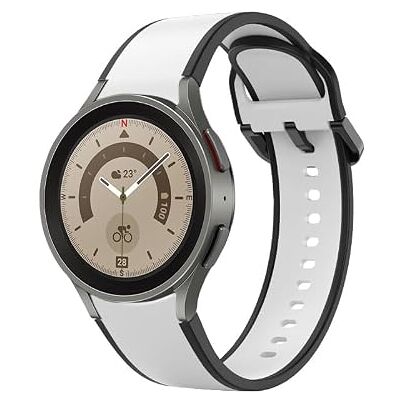 SYSTEM-S Bracelet 20mm en Silicone pour Samsung Galaxy Watch 5 4 Smartwatch Noir Blanc, Noir + blanc, Eine Grösse, Classique SYSTEM-S Bracelet 20mm en Silicone pour Samsung Galaxy Watch 5 4 Smartwatch Noir Blanc, Noir + blanc, Eine Grösse, Classique