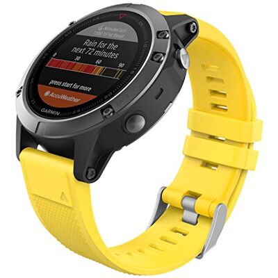 MoKo Strap Compatible with Garmin Fenix 7/7 Pro/6/6 Pro/5/5 Plus/Forerunner 965/955/945/Instinct Solar/Instinct 2, Quick Fit 22mm Silicone Replacement Sport Watch Band, Yellow MoKo Strap Compatible with Garmin Fenix 7/7 Pro/6/6 Pro/5/5 Plus/Forerunner 965/955/945/Instinct Solar/Instinct 2, Quick Fit 22mm Silicone Replacement Sport Watch Band, Yellow