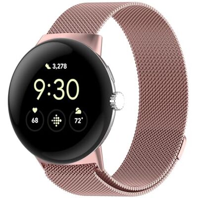 Wigento Bracelet de montre intelligente en métal pour Google Pixel Watch 4/3 45 mm Maille magnétique Noir Wigento Bracelet de montre intelligente en métal pour Google Pixel Watch 4/3 45 mm Maille magnétique Noir