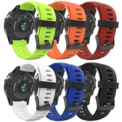 MoKo Watch Strap Compatible with Fenix 3/3 HR, 6 Pack Soft Silicone Replacement Band Sport Wristband for Fenix 5X/5X Plus/Tactix Charlie/Descent Mk1/Quatix 3, Multi Color D MoKo Watch Strap Compatible with Fenix 3/3 HR, 6 Pack Soft Silicone Replacement Band Sport Wristband for Fenix 5X/5X Plus/Tactix Charlie/Descent Mk1/Quatix 3, Multi Color D