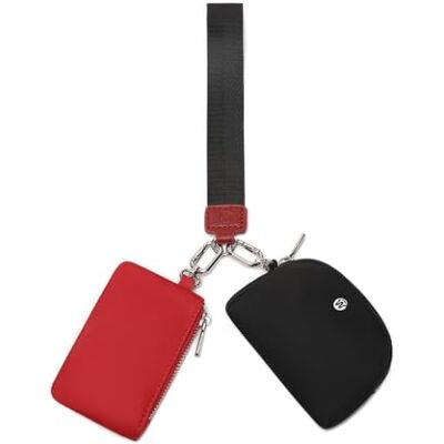 WSRYDJDL Mini portefeuille à fermeture éclair autour de la dragonne pour femme avec double pochette amovible, poche pour pièces de monnaie, porte-clés, petit sac à main, Rouge/Noir, Loisirs, sport WSRYDJDL Mini portefeuille à fermeture éclair autour de la dragonne pour femme avec double pochette amovible, poche pour pièces de monnaie, porte-clés, petit sac à main, Rouge/Noir, Loisirs, sport