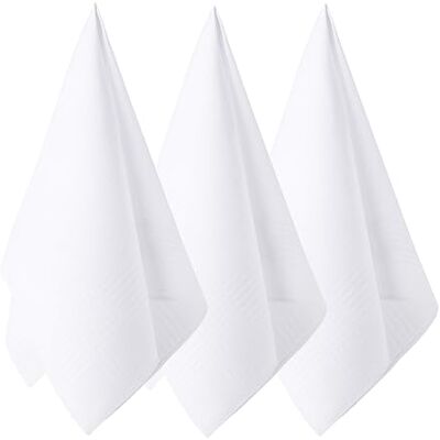Family Bedding Lot de 12 mouchoirs pour femme 100% coton uni avec bordure rayée satinée Family Bedding Lot de 12 mouchoirs pour femme 100% coton uni avec bordure rayée satinée