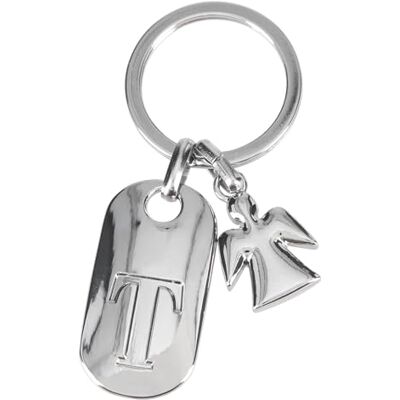 Depesche 11800-023 Porte-clés argenté avec lettre T et ange gardien en alliage de zinc avec pochette en velours colorée, argenté, Einheitsgröße Depesche 11800-023 Porte-clés argenté avec lettre T et ange gardien en alliage de zinc avec pochette en velours colorée, argenté, Einheitsgröße