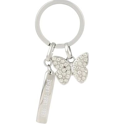 Depesche 0013720.16 Glamour Porte-clés en métal porte-bonheur avec papillon, anneau porte-clés et message d'amour à offrir Depesche 0013720.16 Glamour Porte-clés en métal porte-bonheur avec papillon, anneau porte-clés et message d'amour à offrir