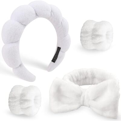 DRESHOW Bandeau Spa pour le Lavage du Visage Set de Poignets Éponge doux Bandeaux en Tissu Éponge pour le Maquillage et Les Soins de la Peau Bandeau Antidérapant pour Femmes 4 Pièces DRESHOW Bandeau Spa pour le Lavage du Visage Set de Poignets Éponge doux Bandeaux en Tissu Éponge pour le Maquillage et Les Soins de la Peau Bandeau Antidérapant pour Femmes 4 Pièces