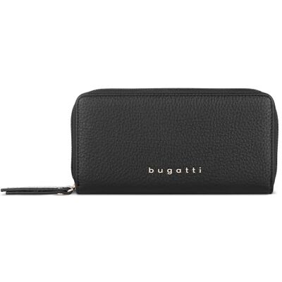 bugatti Elina grand portefeuille pour femme avec fermeture éclair,long porte-feuille en similicuir,noir bugatti Elina grand portefeuille pour femme avec fermeture éclair,long porte-feuille en similicuir,noir