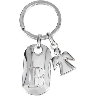 Depesche 11800-003 Porte-clés argenté avec lettre B et ange gardien en alliage de zinc avec pochette en velours colorée, argenté, Einheitsgröße Depesche 11800-003 Porte-clés argenté avec lettre B et ange gardien en alliage de zinc avec pochette en velours colorée, argenté, Einheitsgröße