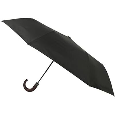 SMATI Parapluie Pliant Homme ECOLOGIQUE Toile recyclé à partir des bouteilles plastiques ;poignée en bois ;8 Baleines en fibre résistant au vent ;Diamètre=97cm ; ouverture automatique; Couleur NOIR SMATI Parapluie Pliant Homme ECOLOGIQUE Toile recyclé à partir des bouteilles plastiques ;poignée en bois ;8 Baleines en fibre résistant au vent ;Diamètre=97cm ; ouverture automatique; Couleur NOIR