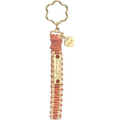 GRUSS & CO Schlüsselanhänger Motiv "Beste Mama": Schlaufe im Makramee-Stil, goldenem Metall-Plättchen, Charm mit Herz-Motiv und herzförmigem Schlüsselring GRUSS & CO Schlüsselanhänger Motiv "Beste Mama": Schlaufe im Makramee-Stil, goldenem Metall-Plättchen, Charm mit Herz-Motiv und herzförmigem Schlüsselring