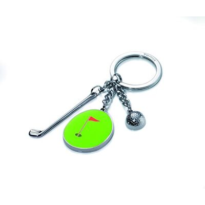 TROIKA KR11-33/CH Porte-clés de golf avec 3 breloques en métal et émail Vert TROIKA KR11-33/CH Porte-clés de golf avec 3 breloques en métal et émail Vert