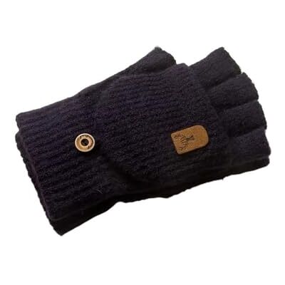 FNBDDX Gants tricotés sans doigts for l'hiver, épais et chauds, for écran tactile, for hommes femmes, gants à demi-doigts for étudiants(Navy) FNBDDX Gants tricotés sans doigts for l'hiver, épais et chauds, for écran tactile, for hommes femmes, gants à demi-doigts for étudiants(Navy)