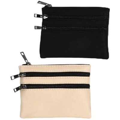 ATEUXOL Mini porte-monnaie en cuir avec fermeture éclair pour homme et femme, sac de rangement pour enfants, poche pour argent, solide, mignon, 1/2 unités, 1 noir et 1 beige, Talla única, One Style ATEUXOL Mini porte-monnaie en cuir avec fermeture éclair pour homme et femme, sac de rangement pour enfants, poche pour argent, solide, mignon, 1/2 unités, 1 noir et 1 beige, Talla única, One Style