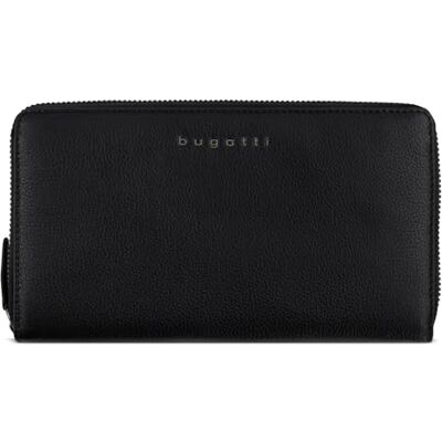 bugatti Mira longue portefeuille, dames, fermeture éclair en cuir véritable, RFID, noir bugatti Mira longue portefeuille, dames, fermeture éclair en cuir véritable, RFID, noir