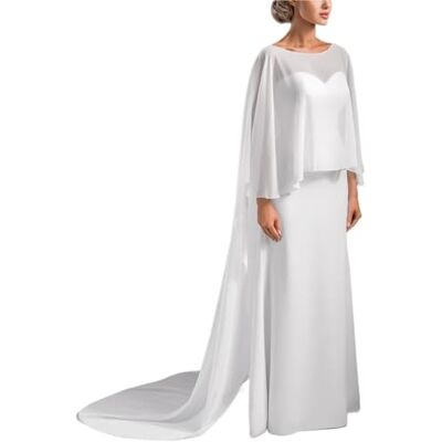 ZGCrumphant Mariage De Mariage En Mousseline De Soie Manteau Long Dîner Fête Formelle Lady O-Cou Bal Châle Femme Élégant Envelopper Blanc Rose Noir Style Rétro Étole ZGCrumphant Mariage De Mariage En Mousseline De Soie Manteau Long Dîner Fête Formelle Lady O-Cou Bal Châle Femme Élégant Envelopper Blanc Rose Noir Style Rétro Étole