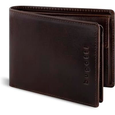 bugatti Romano Portefeuille homme en cuir véritable avec protection RFID, porte-monnaie intégré Marron bugatti Romano Portefeuille homme en cuir véritable avec protection RFID, porte-monnaie intégré Marron