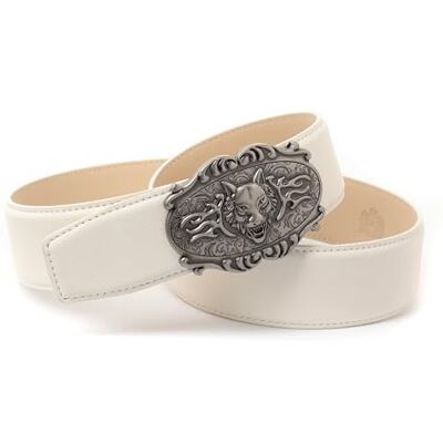 Crown Ledergürtel mit Unterführung W1vot90 Ceinture Femme Crown Ledergürtel mit Unterführung W1vot90 Ceinture Femme