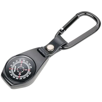 TROIKA Porte-clés Nord-OST avec Boussole Intégrée, Mousqueton et Dragonne en Cuir, Métal Moulé Noir TROIKA Porte-clés Nord-OST avec Boussole Intégrée, Mousqueton et Dragonne en Cuir, Métal Moulé Noir
