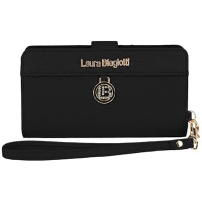 Laura Biagiotti Portefeuille Femme, Pochette Téléphone Dragonne, Cuir PU Noir Élégant Laura Biagiotti Portefeuille Femme, Pochette Téléphone Dragonne, Cuir PU Noir Élégant