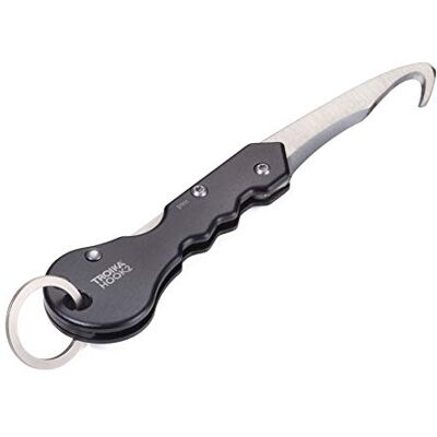 TROIKA Couteau de paquet avec petit anneau porte-clés en acier inoxydable 420 mat en aluminium noir argenté, Noir, 6,8cm, Moderne TROIKA Couteau de paquet avec petit anneau porte-clés en acier inoxydable 420 mat en aluminium noir argenté, Noir, 6,8cm, Moderne