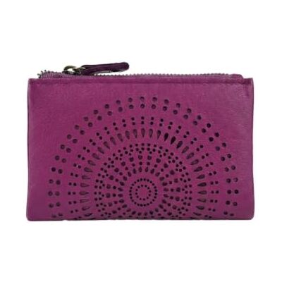 Laura Biagiotti Portefeuille Femme en Cuir Véritable Rose Fuchsia, Petit Compact Perforé Motif Géométrique, Porte-Monnaie et Cartes Laura Biagiotti Portefeuille Femme en Cuir Véritable Rose Fuchsia, Petit Compact Perforé Motif Géométrique, Porte-Monnaie et Cartes