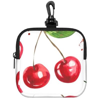 Poadnly Joli sac de rangement imprimé cerise, sac de rangement carré à fermeture éclair, porte-monnaie en néoprène, petits portefeuilles, pochette à monnaie, porte-monnaie Poadnly Joli sac de rangement imprimé cerise, sac de rangement carré à fermeture éclair, porte-monnaie en néoprène, petits portefeuilles, pochette à monnaie, porte-monnaie