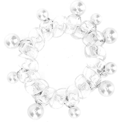 needlid Cravate pour cheveux en spirale, délicate décoration de perles, support de queue de cheval en spirale pour réunions familiales pour fêtes de festivals pour femmes et filles (Blanc) needlid Cravate pour cheveux en spirale, délicate décoration de perles, support de queue de cheval en spirale pour réunions familiales pour fêtes de festivals pour femmes et filles (Blanc)