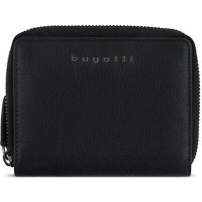 bugatti Mira petit portefeuille femme en cuir avec fermeture éclair et protection RFID – Noir bugatti Mira petit portefeuille femme en cuir avec fermeture éclair et protection RFID – Noir