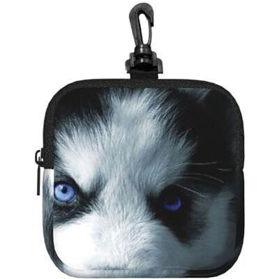 Poadnly Puppy Husky, sac de rangement carré à fermeture éclair, porte-monnaie en néoprène, petit portefeuille, pochette à monnaie, porte-monnaie Poadnly Puppy Husky, sac de rangement carré à fermeture éclair, porte-monnaie en néoprène, petit portefeuille, pochette à monnaie, porte-monnaie