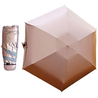 WULUN Mini parapluie de poche pour femme, 210T nano-tissu argenté, revêtement UPF 50+, couleur or rose élégant, pour les voyages d'affaires, Or rose, 91cm WULUN Mini parapluie de poche pour femme, 210T nano-tissu argenté, revêtement UPF 50+, couleur or rose élégant, pour les voyages d'affaires, Or rose, 91cm