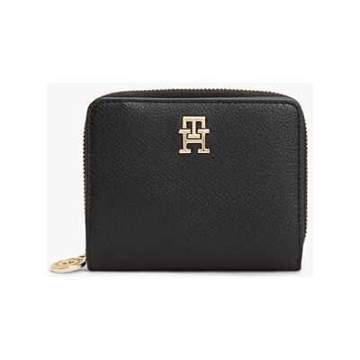 Tommy Hilfiger TH Distinct MED ZA Portefeuille pour femme, noir et argent, Tek Beden, moderne Tommy Hilfiger TH Distinct MED ZA Portefeuille pour femme, noir et argent, Tek Beden, moderne