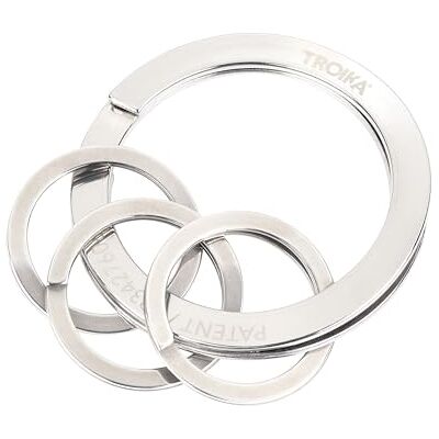 TROIKA Porte-clés NAIL GUARD Fixation rapide et facile des clés grâce au mécanisme d'ouverture breveté Comprend 3 anneaux plus petits Facile pour les ongles Acier inoxydable Poli TROIKA Porte-clés NAIL GUARD Fixation rapide et facile des clés grâce au mécanisme d'ouverture breveté Comprend 3 anneaux plus petits Facile pour les ongles Acier inoxydable Poli