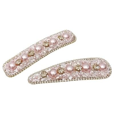 Fanjubei Épingle à cheveux avec perle rose et diamant pour femme Clip latéral haut de gamme Rose et blanc Fanjubei Épingle à cheveux avec perle rose et diamant pour femme Clip latéral haut de gamme Rose et blanc