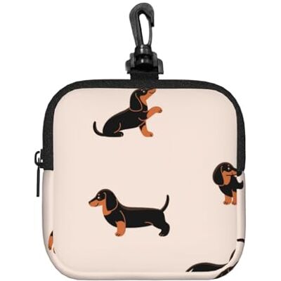 Poadnly Sac de rangement carré à fermeture éclair motif teckel, porte-monnaie en néoprène, petit portefeuille, pochette à monnaie, porte-monnaie Poadnly Sac de rangement carré à fermeture éclair motif teckel, porte-monnaie en néoprène, petit portefeuille, pochette à monnaie, porte-monnaie