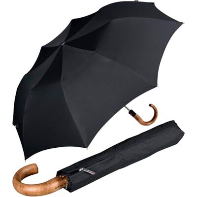 Knirps SL 828 Parapluie SteelLine avec poignée en Bois (Noir), Noir, Parapluie pliant Knirps SL 828 Parapluie SteelLine avec poignée en Bois (Noir), Noir, Parapluie pliant