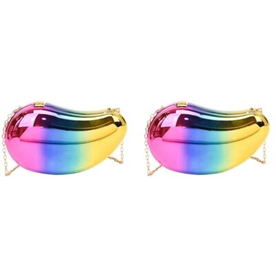 ARVALOLET Portefeuille en acrylique scintillant pour femme En forme de mangue Pour fête, bal de fin d'année, Multicolore 2 pièces ARVALOLET Portefeuille en acrylique scintillant pour femme En forme de mangue Pour fête, bal de fin d'année, Multicolore 2 pièces