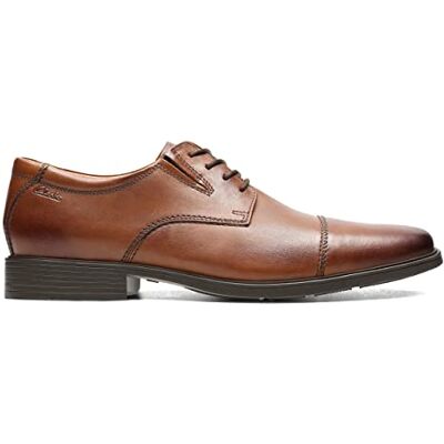 Clarks Tilden Cap Mens Dark Tan Lea, 14 Clarks Tilden Cap Mens Dark Tan Lea, 14