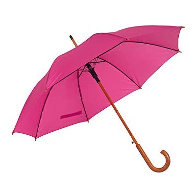 noTrash2003 Parapluie automatique en bois avec crochet rond incurvé et poignée en bois de 103 cm de diamètre, rose foncé, 103 cm, Élégant noTrash2003 Parapluie automatique en bois avec crochet rond incurvé et poignée en bois de 103 cm de diamètre, rose foncé, 103 cm, Élégant
