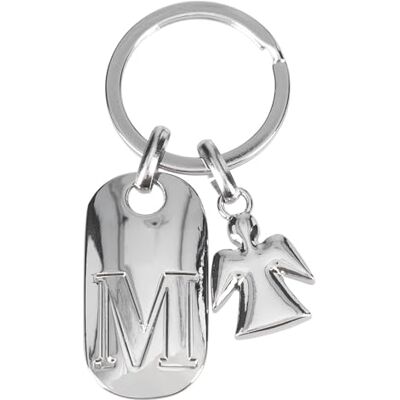 Depesche 11800-015 Porte-clés argenté avec lettre M et ange gardien en alliage de zinc avec pochette en velours colorée, argenté, Einheitsgröße Depesche 11800-015 Porte-clés argenté avec lettre M et ange gardien en alliage de zinc avec pochette en velours colorée, argenté, Einheitsgröße